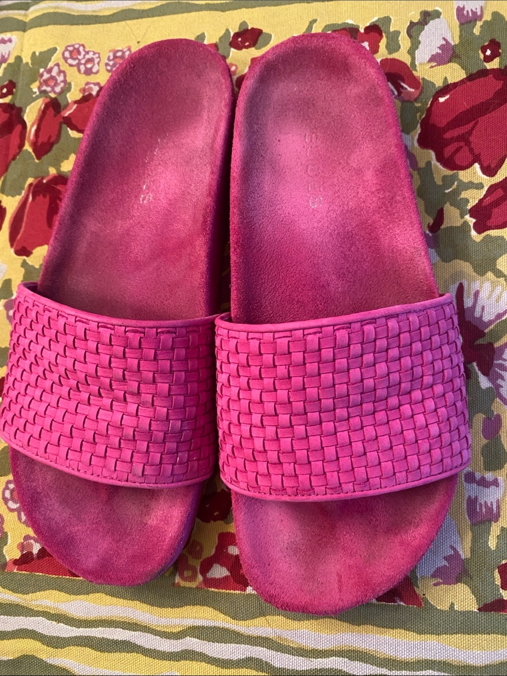 Women's J Slides Hot Pink Woven Slide Sandals.  Size 8